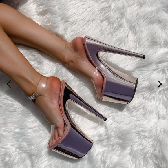 Hella Heels LIQUID ROSE GOLD - Metallic Stiletto - 8 INCH - Picture 3 of 14